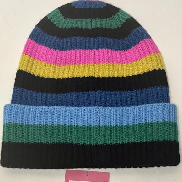 Kate Spade | Wool Striped Multicolor Winter Beanie Hat - Picture 3 of 7